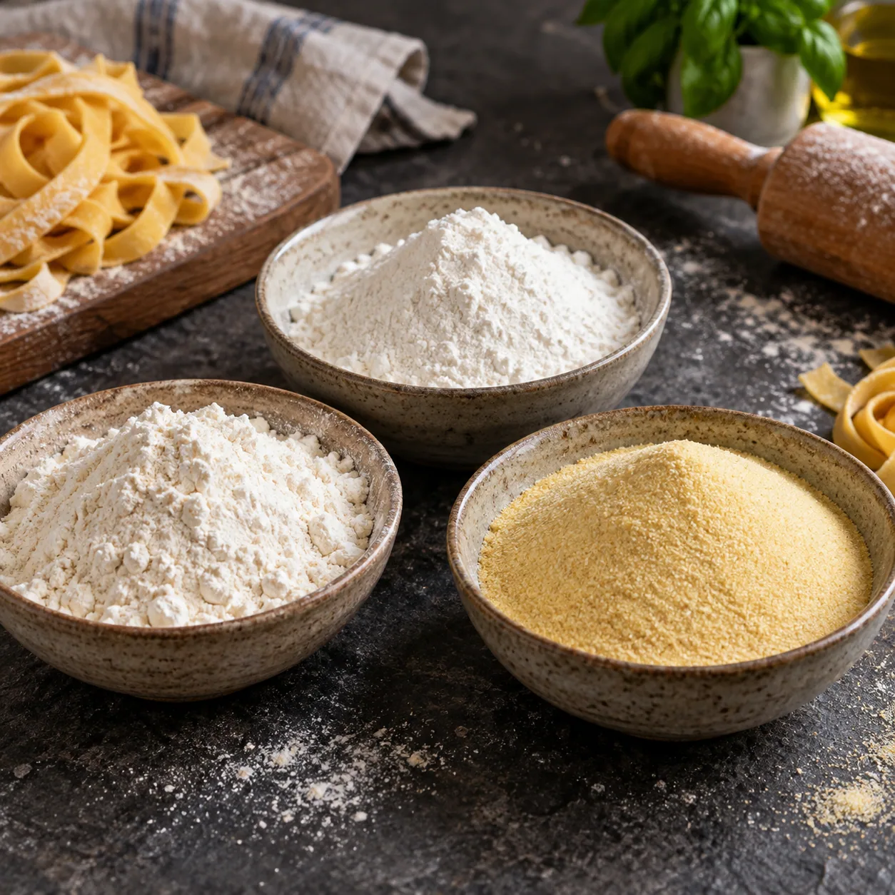 Different flour textures used for pasta